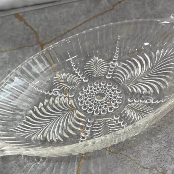 Vintage Anchor Hocking Feather and Pearl Relish Dish Depression Glass - Picture 6 of 6